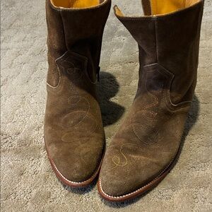 Charlotte Stone Chocolate Suede Ankle Booties